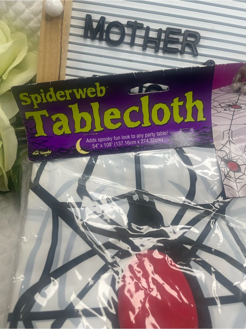 MOTHER Spiderweb Tablecloth in White, Black and Red